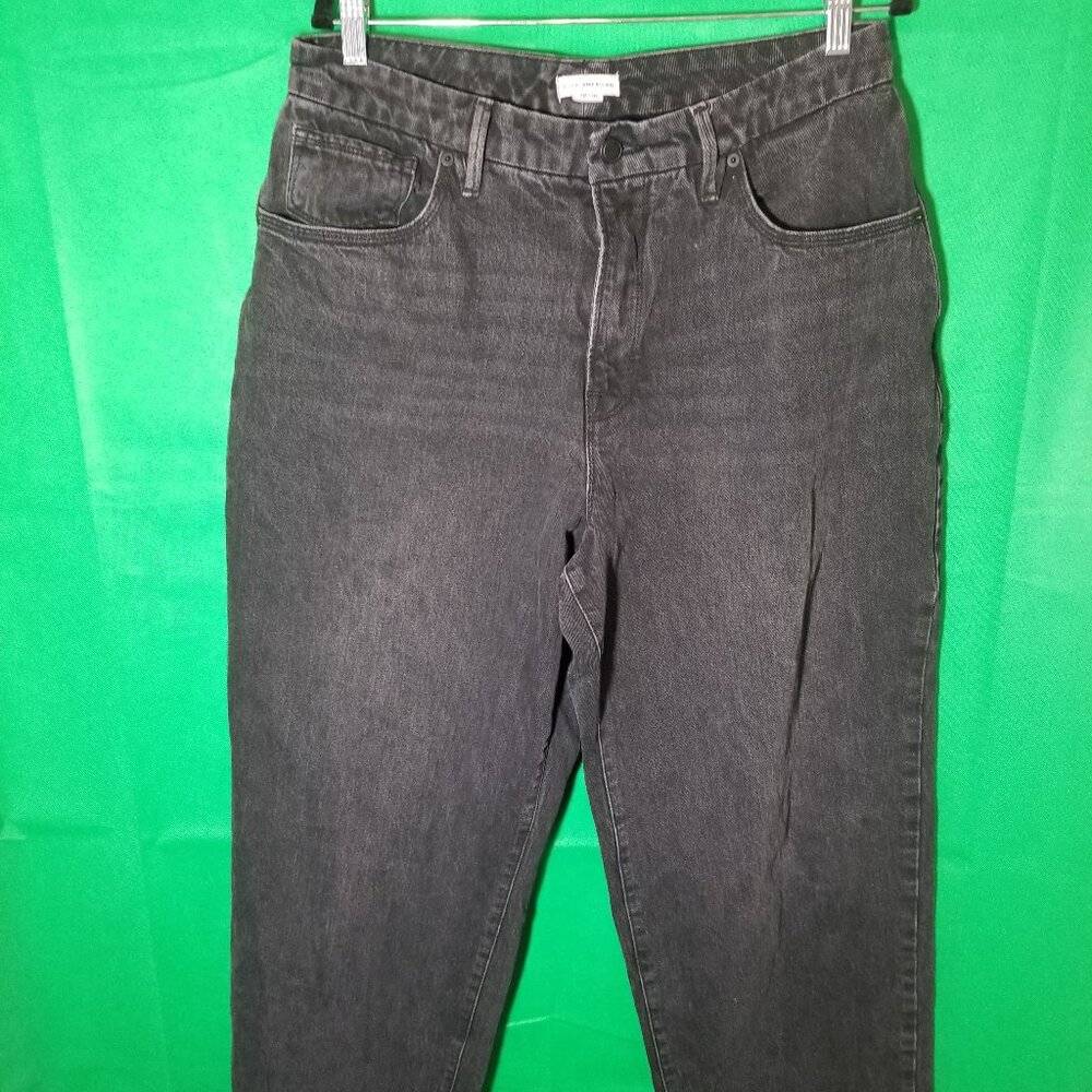 Good American Size 12/31 Black186 Jeans Recycled Cotton Wide Leg Baggy‎ Barrel